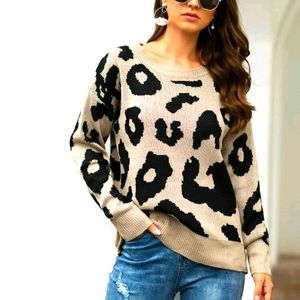 SHEIN Round neck leopard pattern sweater size medium